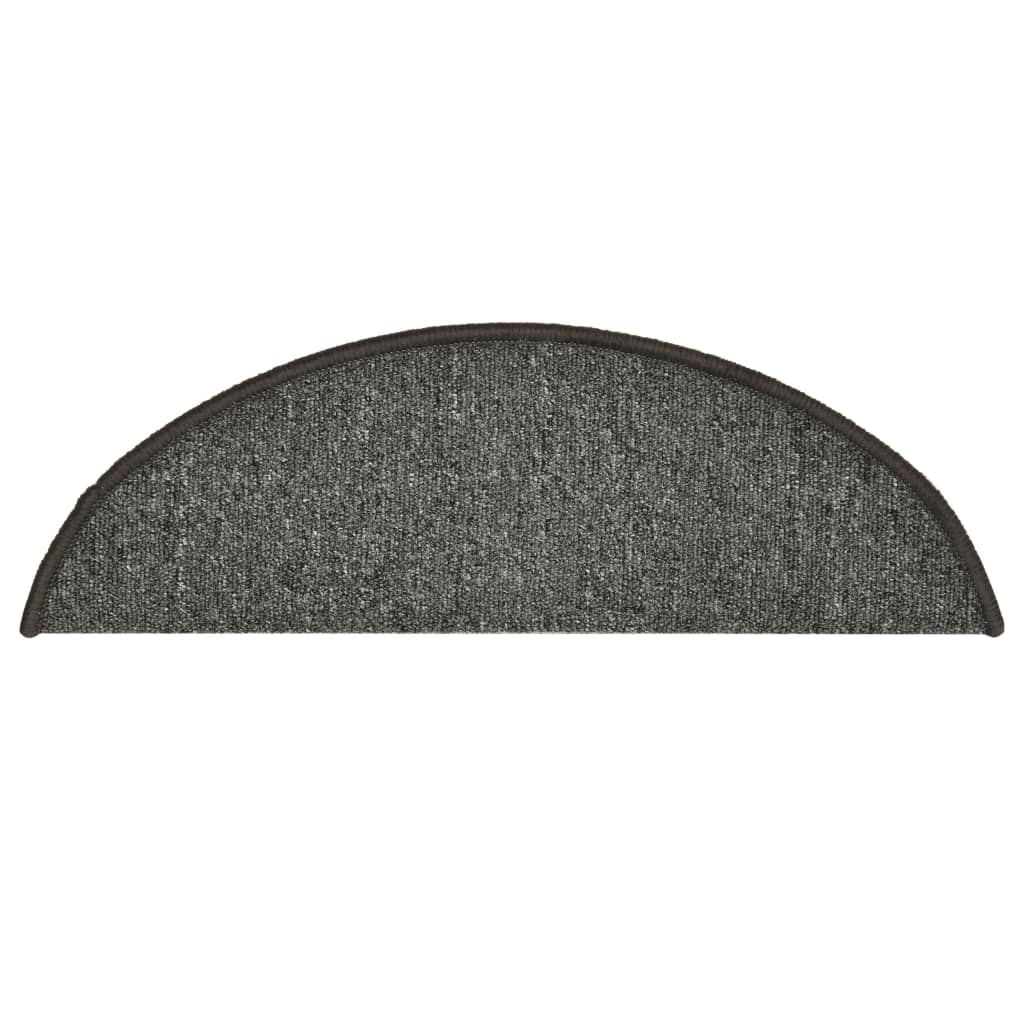 vidaXL Πατάκια Σκαλοπάτια 15 τεμ. Σκούρο Γκρι Ημίστρογγυλά 56x17x3 εκ.