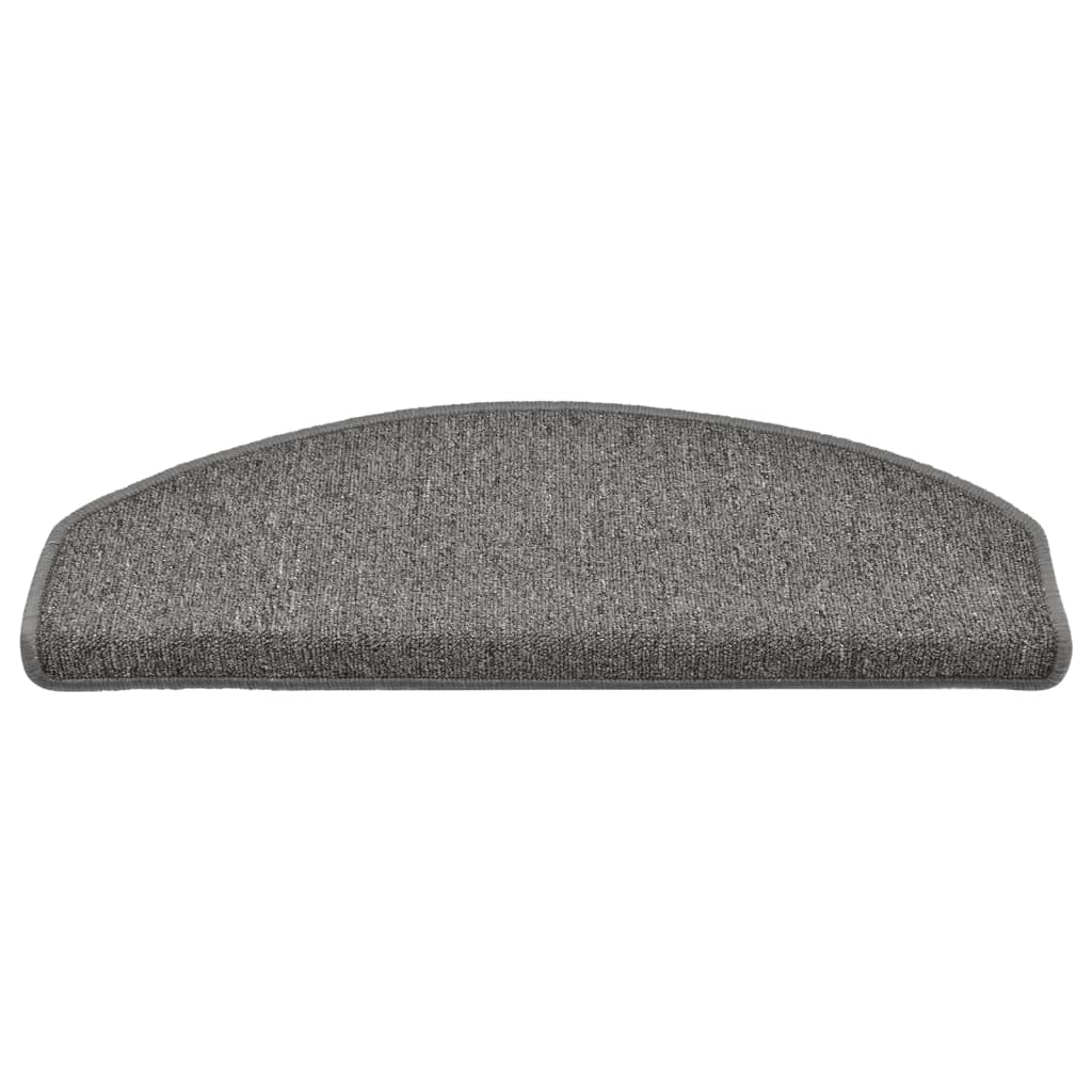 vidaXL Πατάκια Σκαλοπατιών 15 τεμ. Σκούρο Γκρι Ημίστρογγυλά Μεγάλα 65x24x4 εκ.