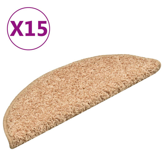vidaXL Πατάκια Σκαλιών 15 τεμ. Χρυσά Ημίστρογα 56x17x3 εκ.