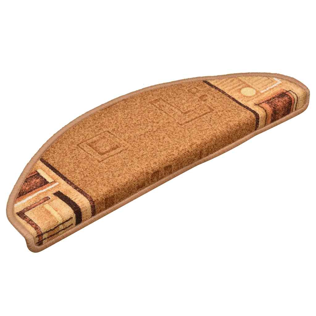 vidaXL Πατάκια Σκάλας Αυτοκόλλητα 15 τεμ. Μπεζ 65 x 21 x 4 εκ.