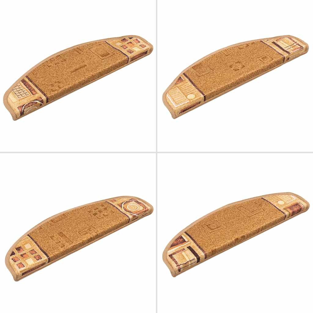 vidaXL Πατάκια Σκάλας Αυτοκόλλητα 15 τεμ. Μπεζ 65 x 21 x 4 εκ.