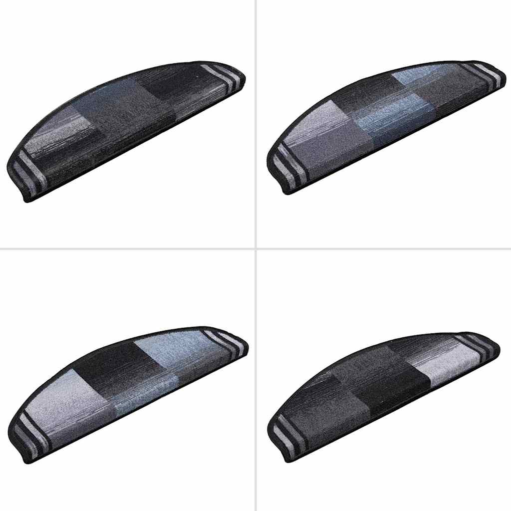 vidaXL Πατάκια Σκάλας Αυτοκόλλητα 15 τεμ. Μαύρο/Γκρι 65 x 21 x 4 εκ.