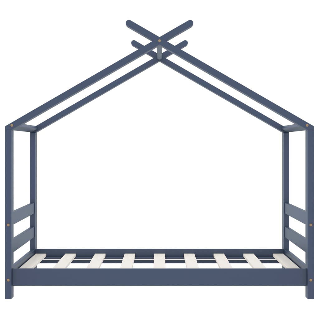 vidaXL Πλαίσιο Κρεβατιού Παιδικό Γκρι 70 x 140 εκ. Μασίφ Ξύλο Πεύκου