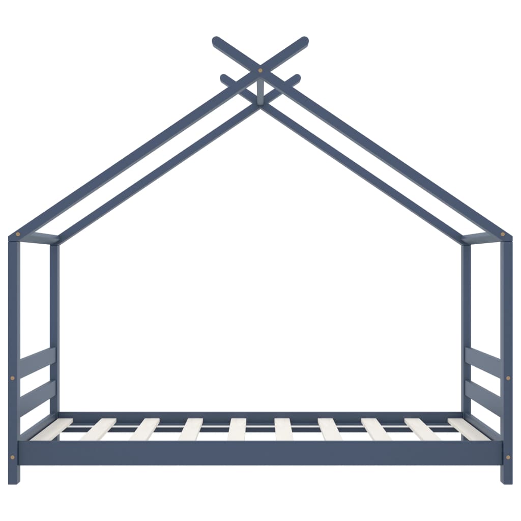 vidaXL Πλαίσιο Κρεβατιού Παιδικό Γκρι 80 x 160 εκ. Μασίφ Ξύλο Πεύκου