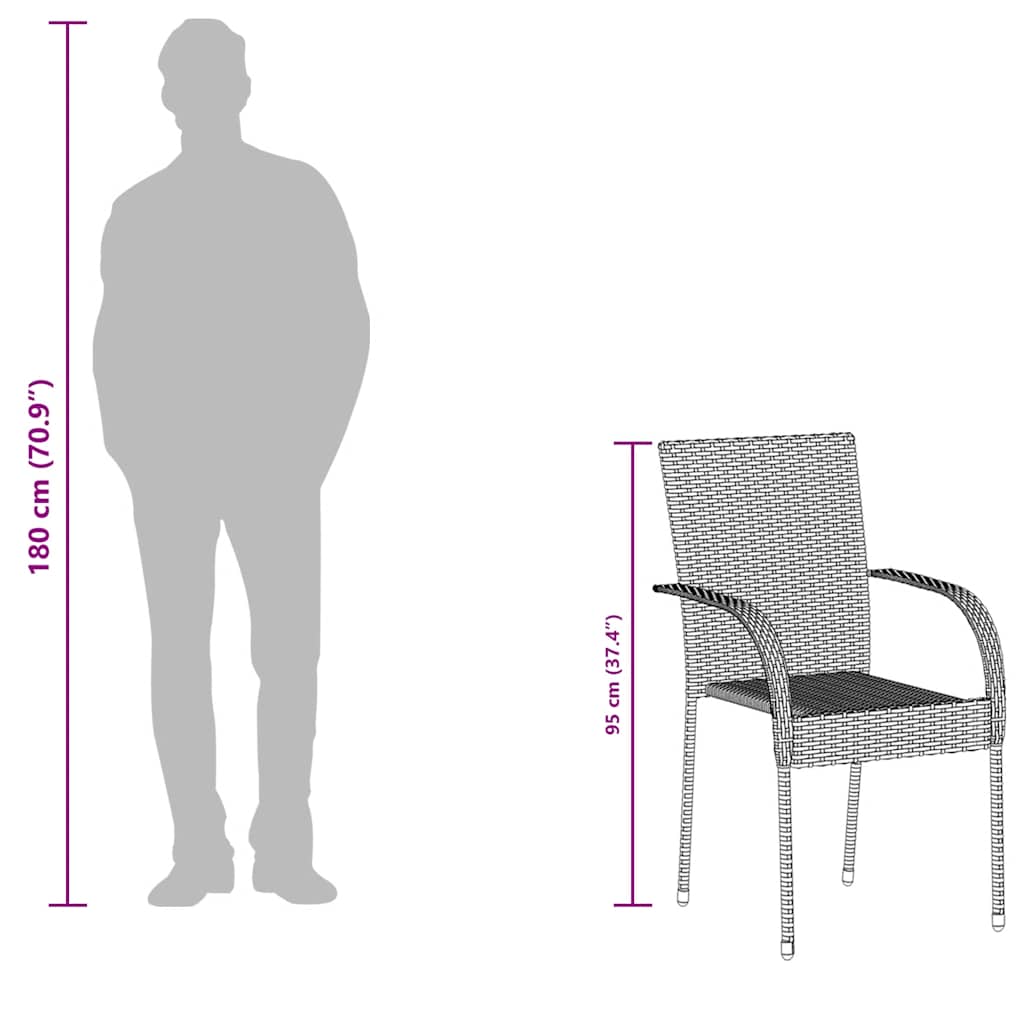 vidaXL Καρέκλες Κήπου Στοιβαζόμενες 4 τεμ. Γκρι από Συνθετικό Ρατάν