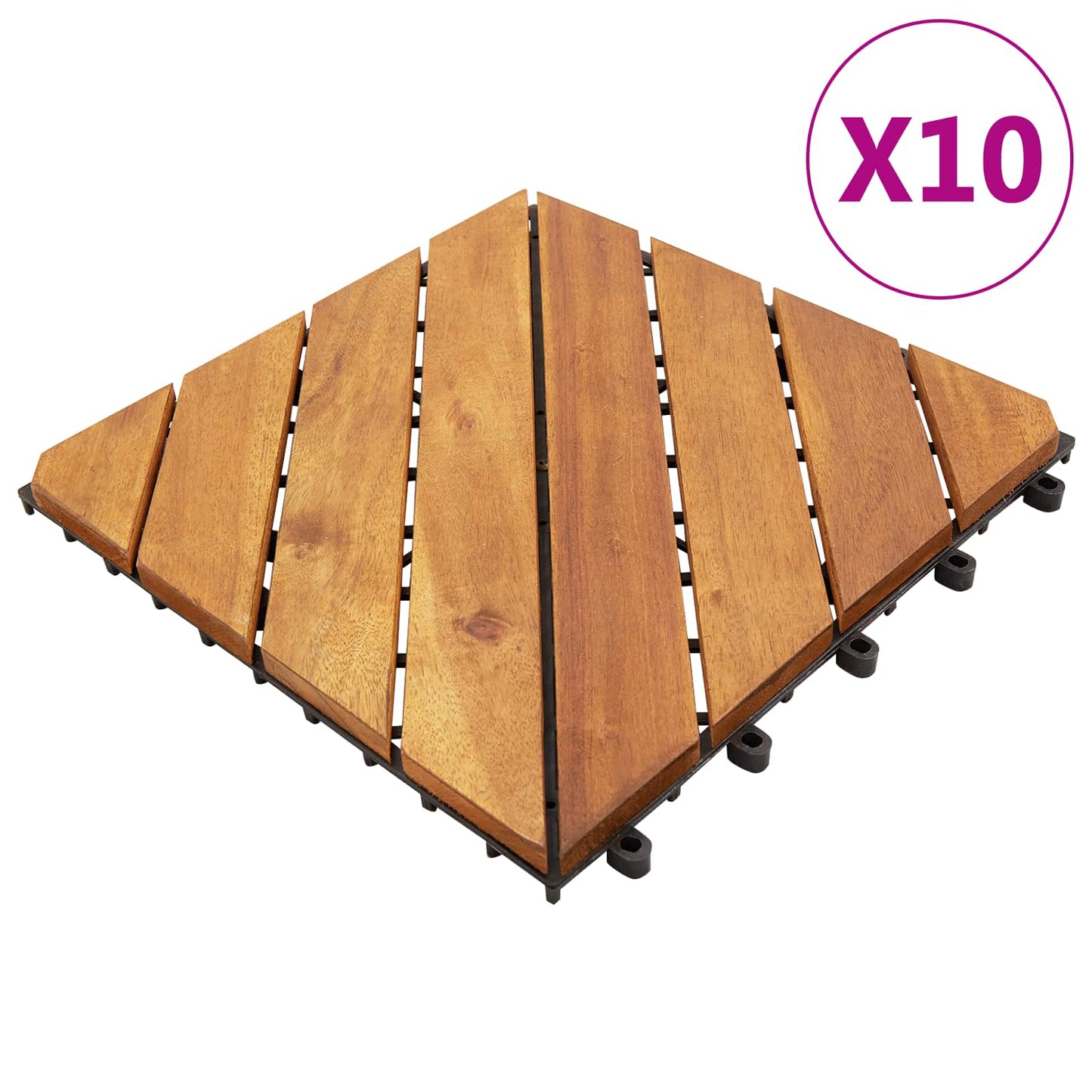 vidaXL Πλάκα Κατασκευής 10 pcs Καφέ 30 x 30 cm Ξύλο Ακακίας