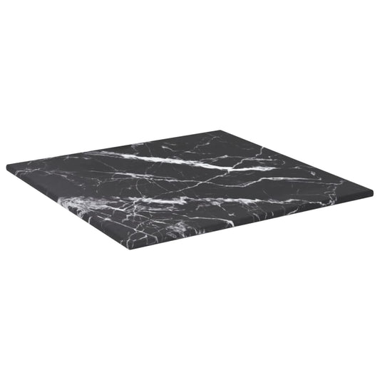 vidaXL Επιφάνεια Τραπεζιού Μαύρη 30x30εκ 6 χιλ Ψημ. Γυαλί Μαρμ. Σχέδιο