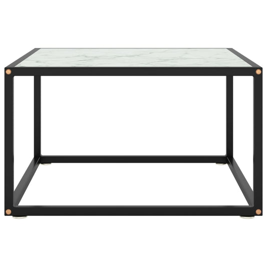 vidaXL Τραπεζάκι Σαλονιού Μαύρο 60x60x35 εκ. Λευκό Γυαλί Όψη Μαρμάρου