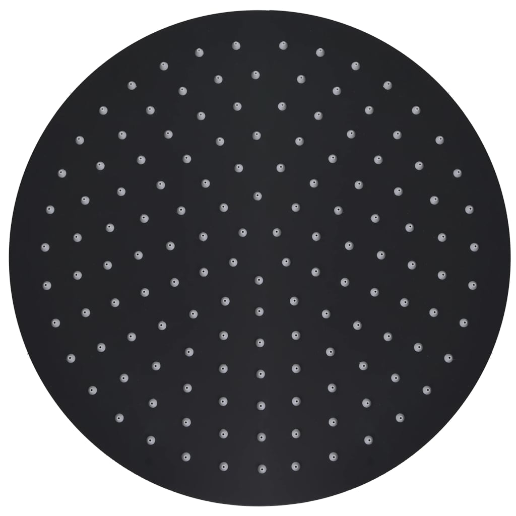 vidaXL Κεφαλή Nτους Βροχή Στρογγυλή Μαύρη 30 εκ. από Ανοξείδωτο Ατσάλι