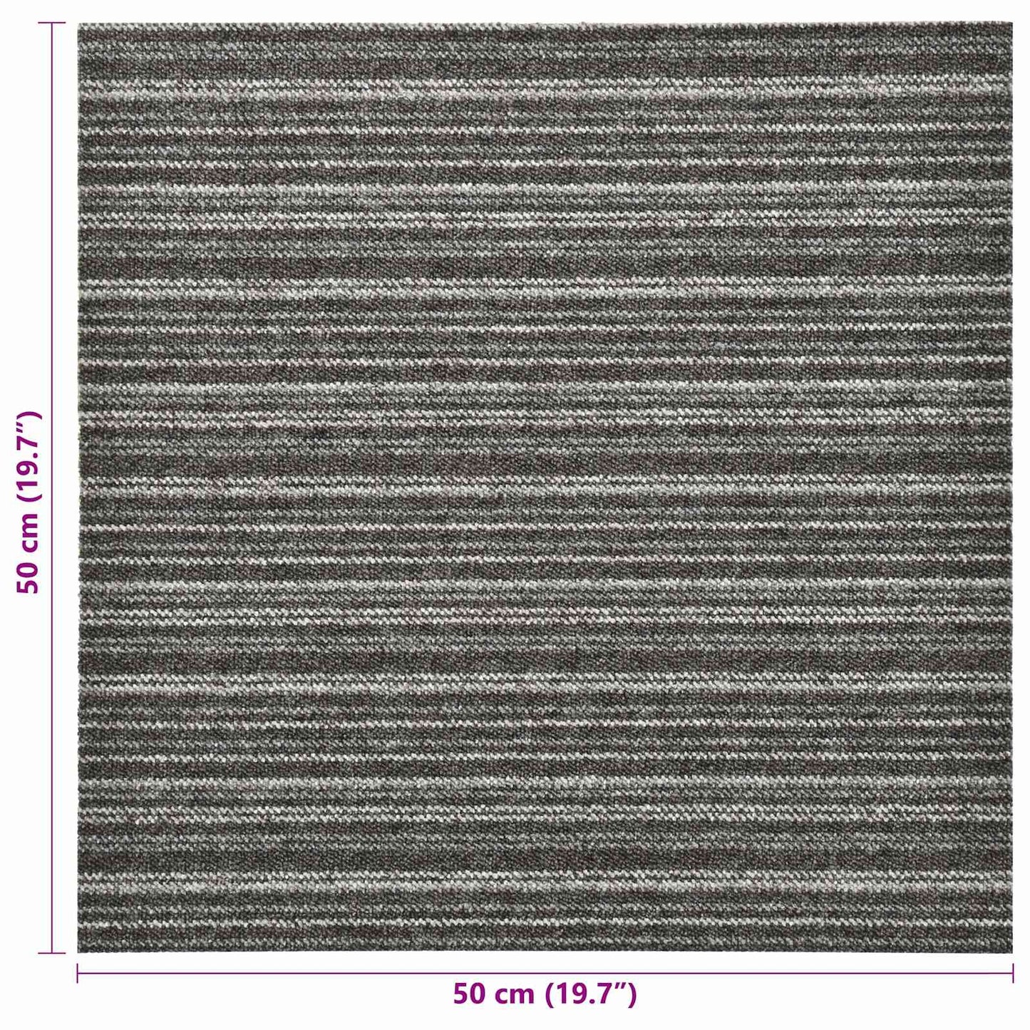 vidaXL Χαλί 20 pcs Ριγέ ανθρακί 50 x 50 cm 100% Πολυπροπυλένιο
