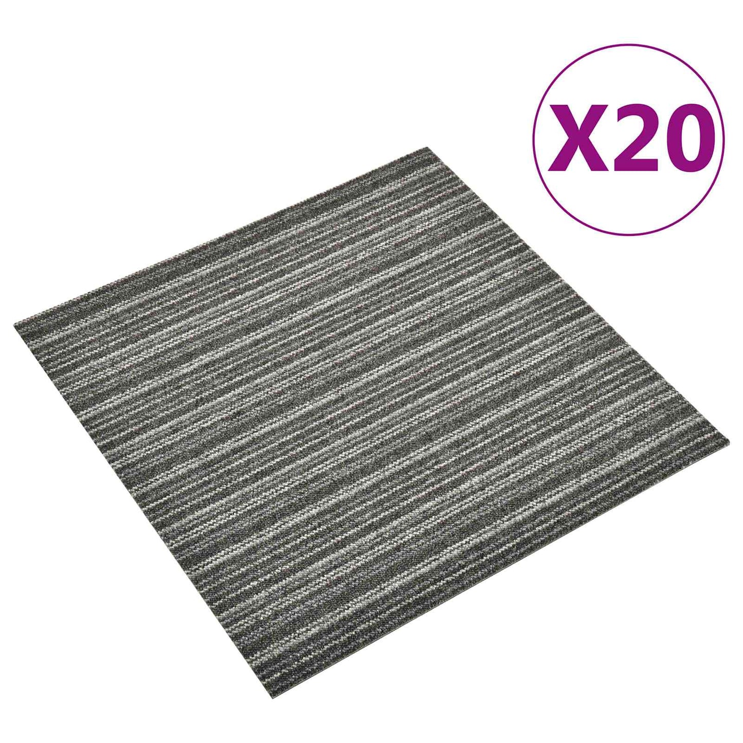 vidaXL Χαλί 20 pcs Ριγέ ανθρακί 50 x 50 cm 100% Πολυπροπυλένιο