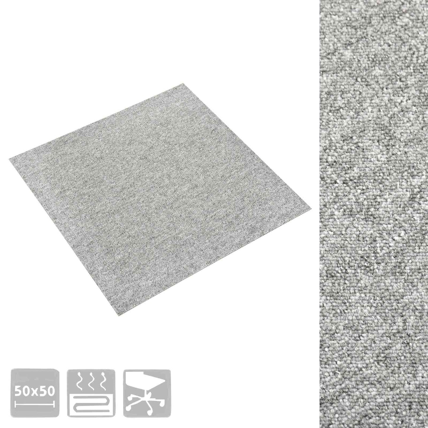 vidaXL Χαλί 20 pcs Ανοιχτό γκρι 50 x 50 cm 100% Πολυπροπυλένιο