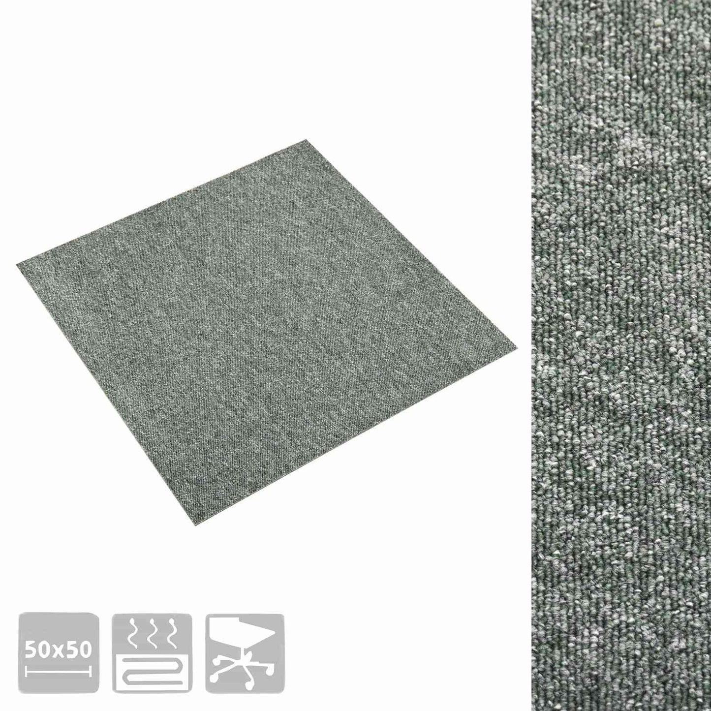 vidaXL Χαλί 20 pcs Πράσινο 50 x 50 cm 100% Πολυπροπυλένιο