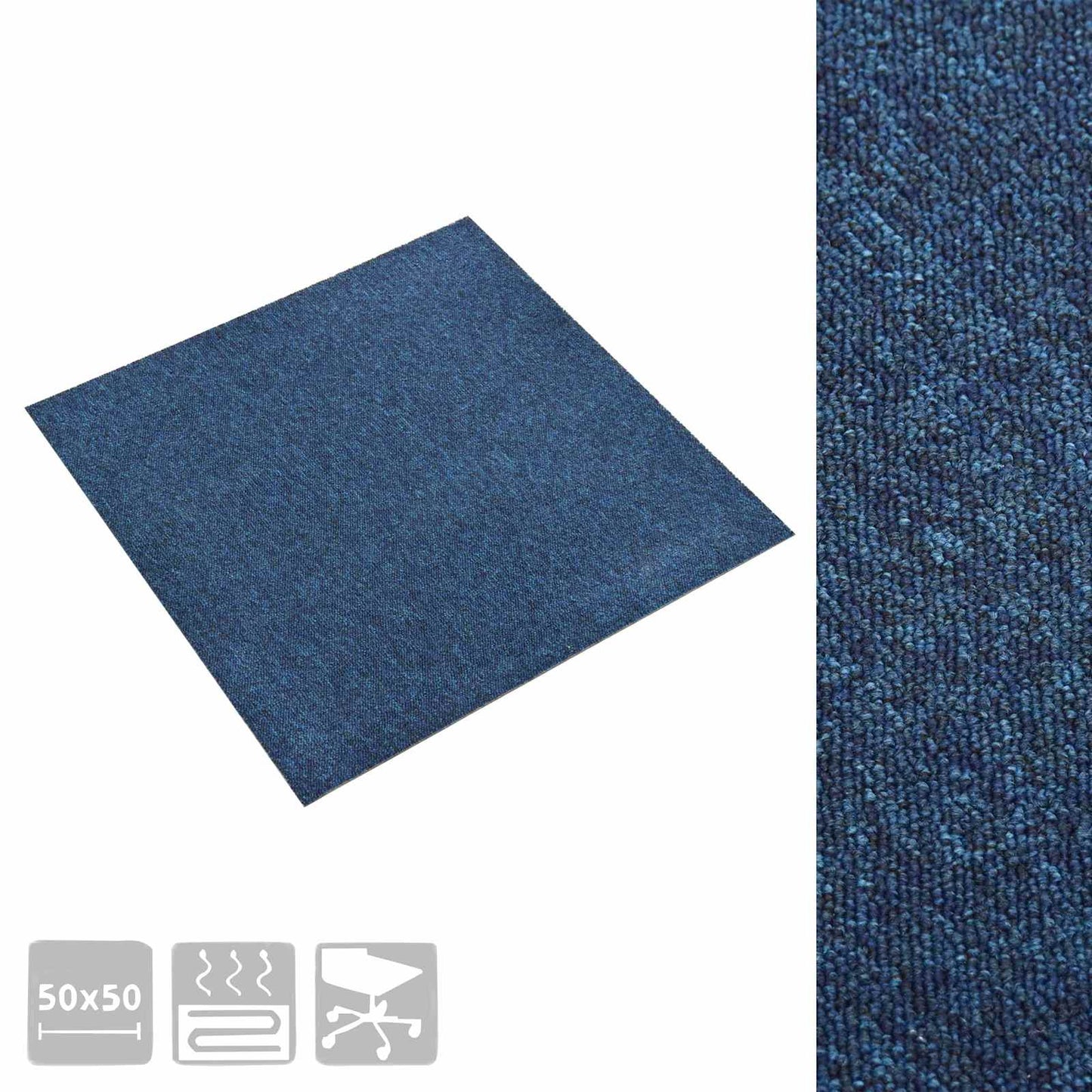 vidaXL Χαλί 20 pcs Σκούρο Μπλε 50 x 50 cm 100% Πολυπροπυλένιο