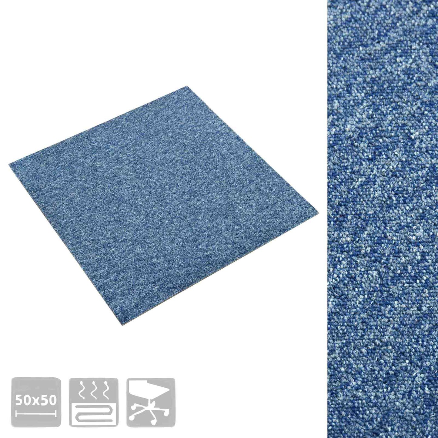 vidaXL Χαλί 20 pcs Μπλε 50 x 50 cm 100% Πολυπροπυλένιο