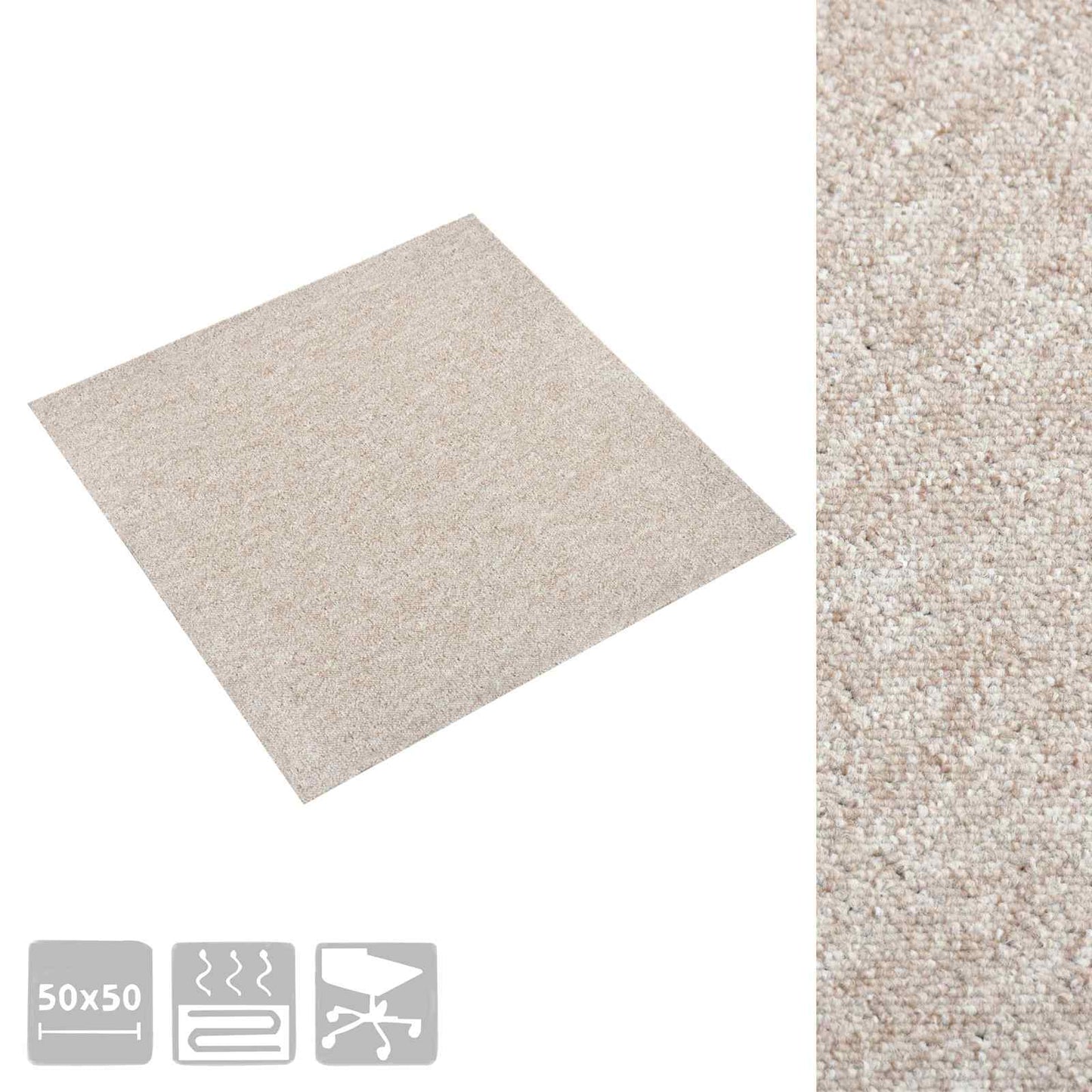 vidaXL Χαλί 20 pcs Ανοιχτό μπεζ. 50 x 50 cm 100% Πολυπροπυλένιο