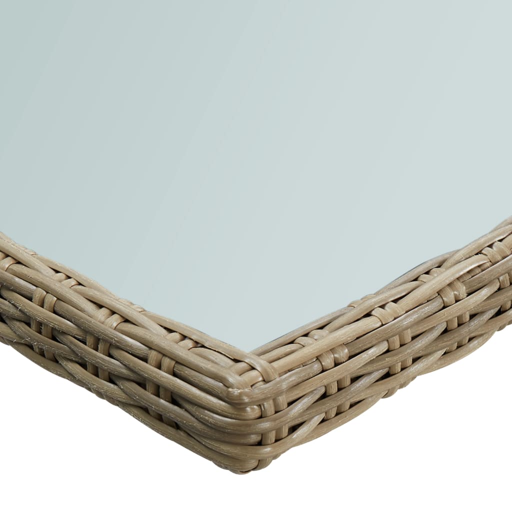 vidaXL Τραπεζαρία Κήπου Καφέ 200x100x74 εκ. από Γυαλί/Συνθετικό Ρατάν