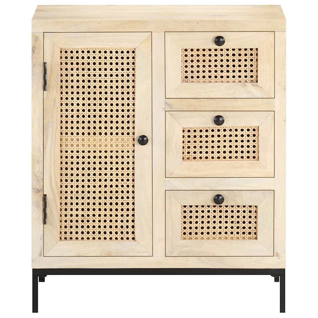 vidaXL Ντουλάπι 60x35x70 εκ. Μασίφ Ξύλο Μάνγκο και Φυσικό Ζαχαροκάλαμο