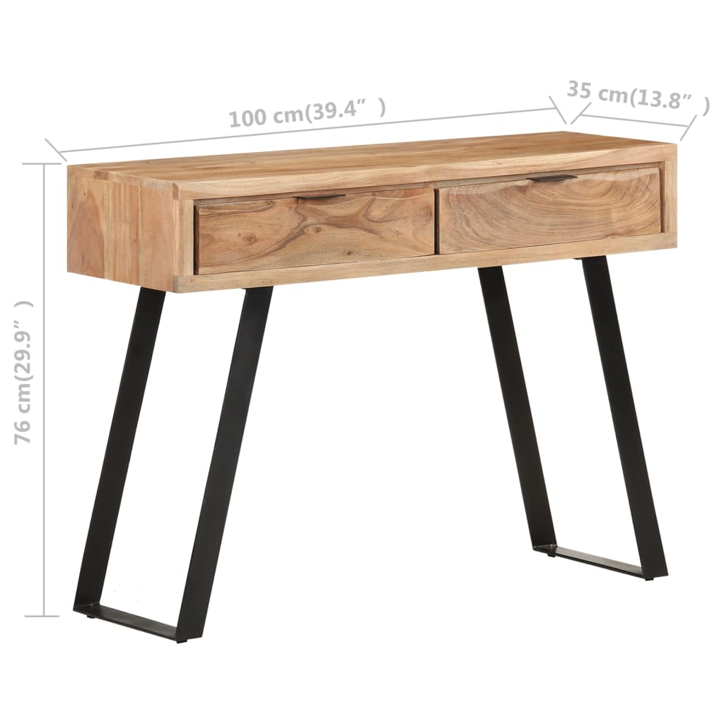 vidaXL Τραπέζι Κονσόλα Live Edge 100x35x76 εκ. από Μασίφ Ξύλο Ακακίας