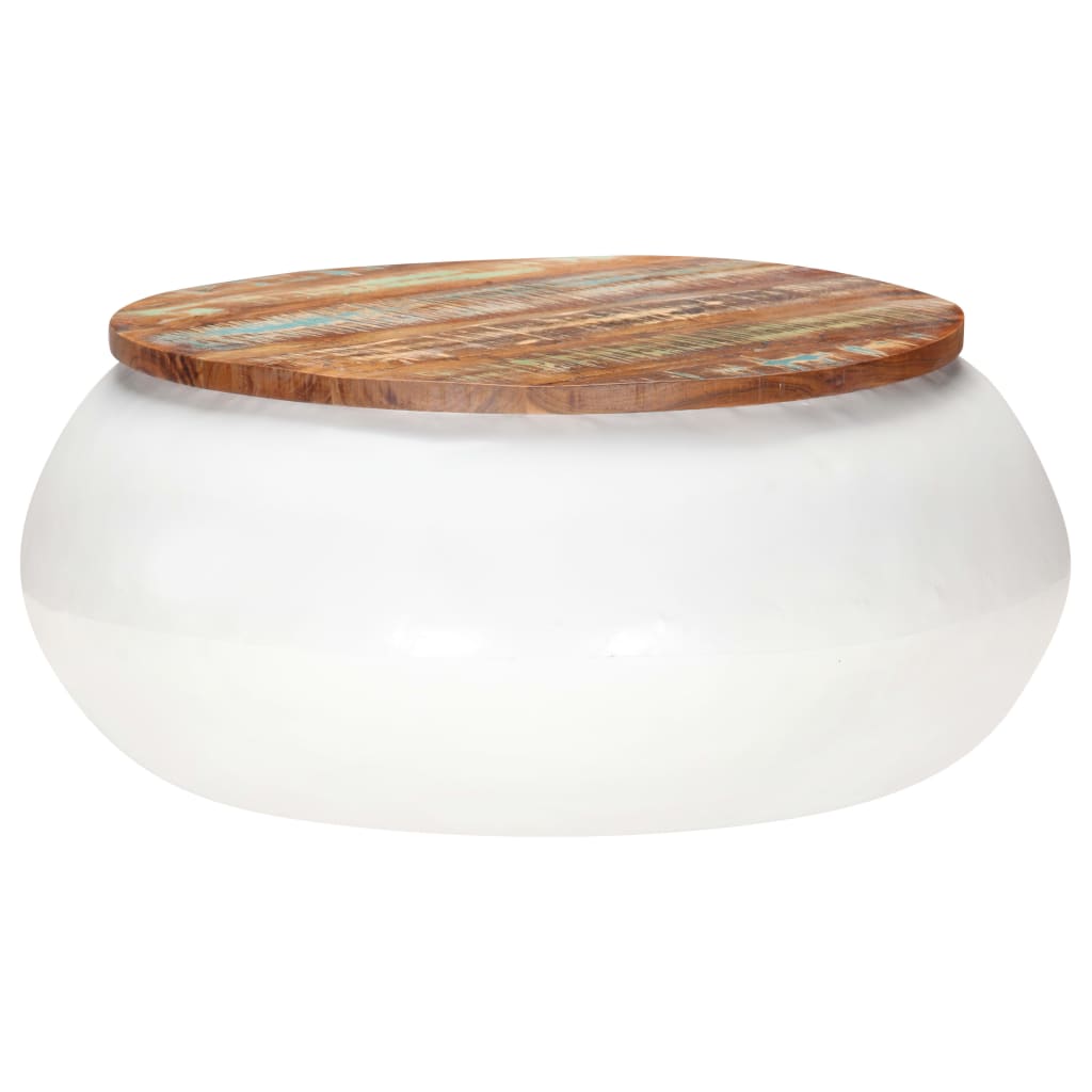 vidaXL Τραπεζάκι Σαλονιού Λευκό 68x68x30 εκ. Μασίφ Ανακυκλωμένο Ξύλο