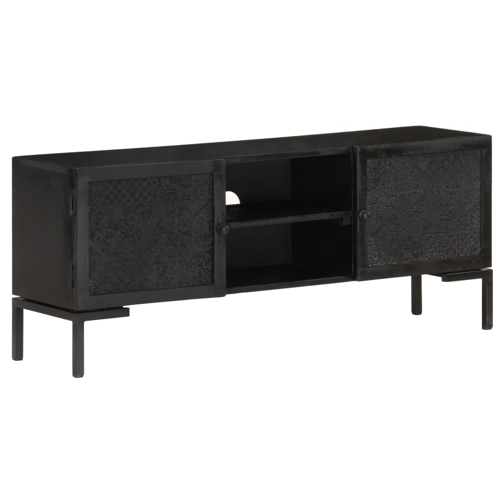 vidaXL Έπιπλο Τηλεόρασης Μαύρο 115 x 30 x 46 εκ. από Μασίφ Ξύλο Μάνγκο