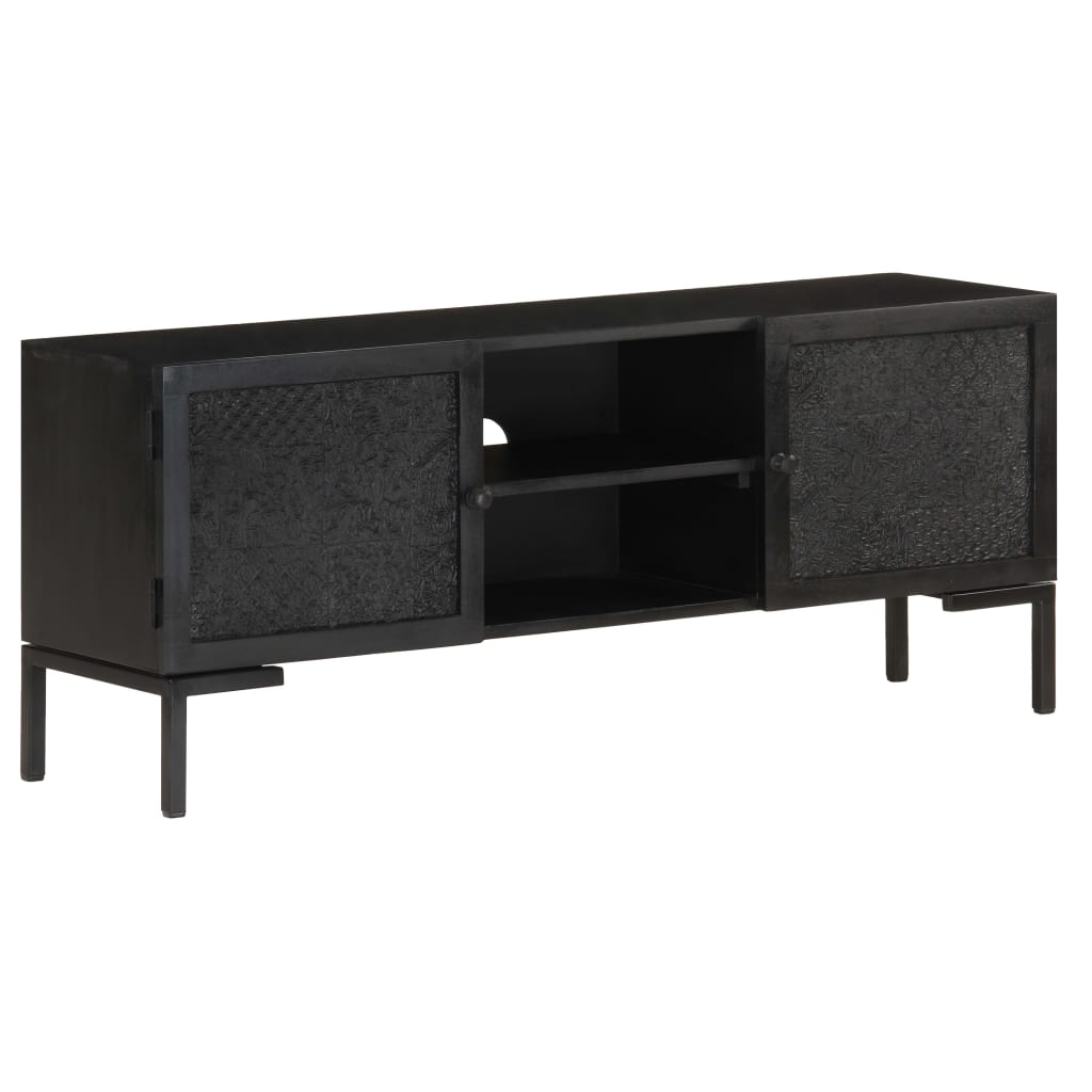 vidaXL Έπιπλο Τηλεόρασης Μαύρο 115 x 30 x 46 εκ. από Μασίφ Ξύλο Μάνγκο