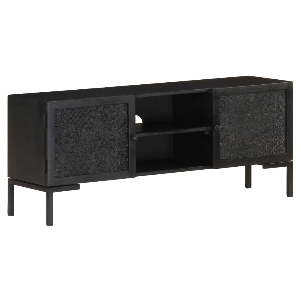 vidaXL Έπιπλο Τηλεόρασης Μαύρο 115 x 30 x 46 εκ. από Μασίφ Ξύλο Μάνγκο