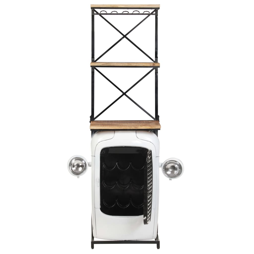 vidaXL Κάβα Κρασιών Λευκή Όψη Τρακτέρ 49x31x172 εκ. Μασίφ Ξύλο Μάνγκο