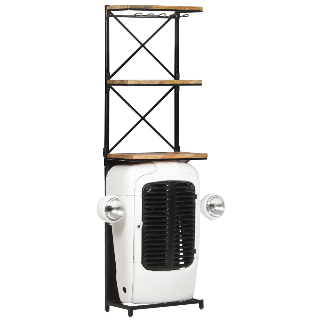 vidaXL Κάβα Κρασιών Λευκή Όψη Τρακτέρ 49x31x172 εκ. Μασίφ Ξύλο Μάνγκο