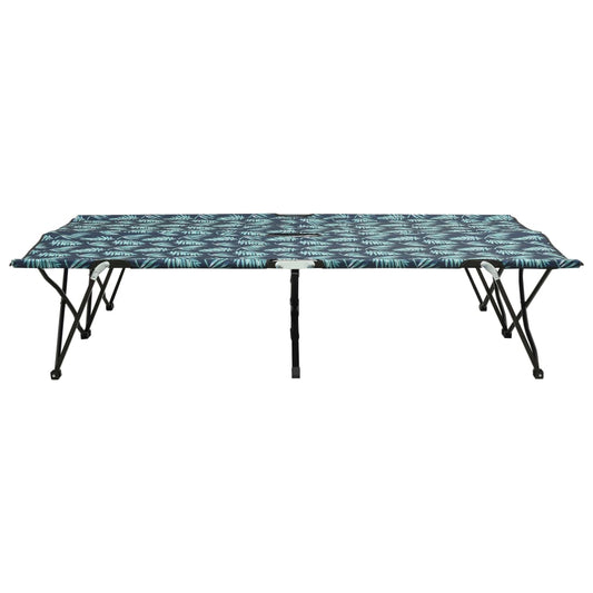 vidaXL Ξαπλώστρα Δύο Ατόμων Πτυσσόμενη Σχέδιο Φύλλων Ατσάλινη