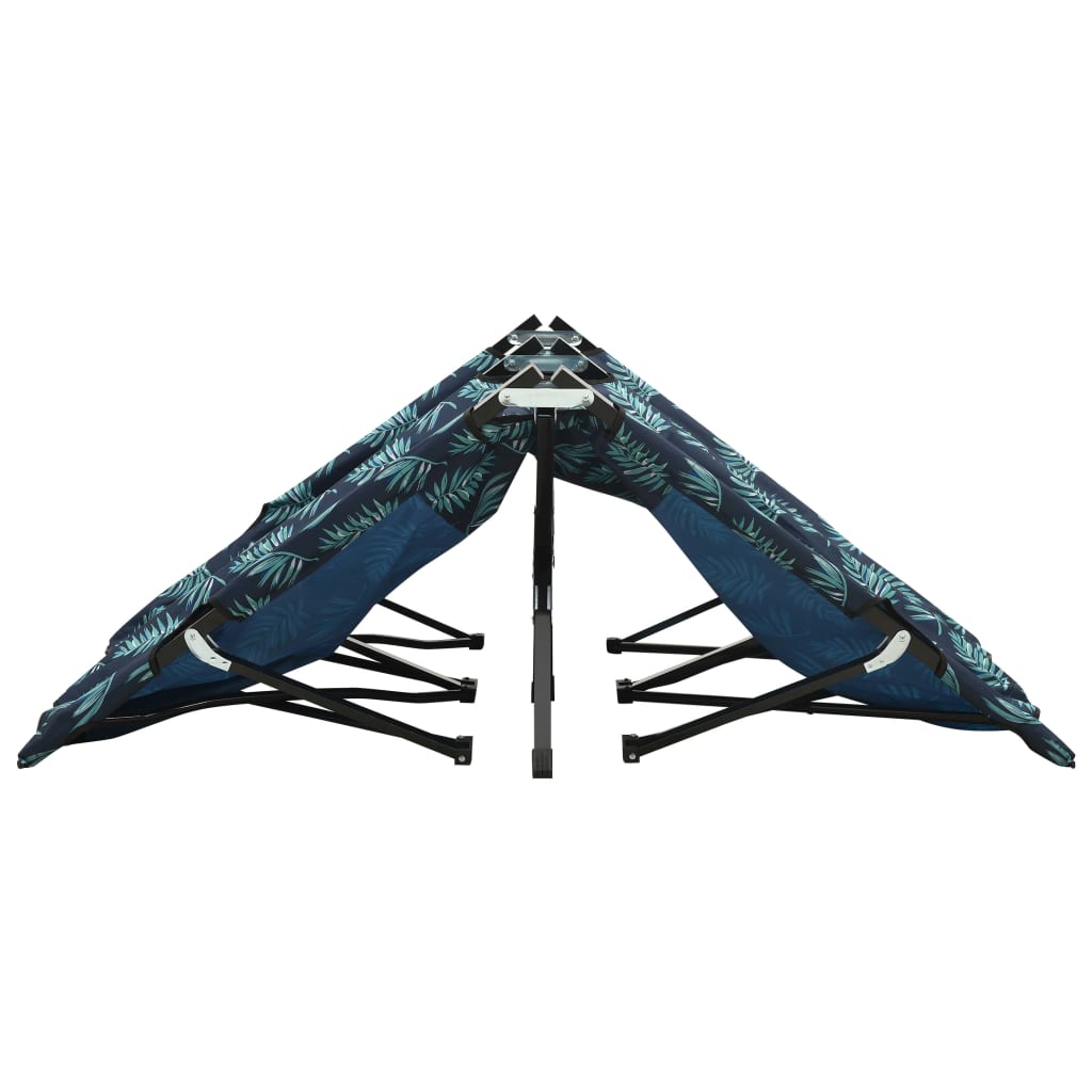 vidaXL Ξαπλώστρα Δύο Ατόμων Πτυσσόμενη Σχέδιο Φύλλων Ατσάλινη