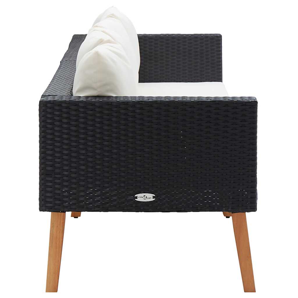 vidaXL Καναπές Κήπου Τριθέσιος Μαύρος από Συνθετικό Ρατάν με Μαξιλάρια