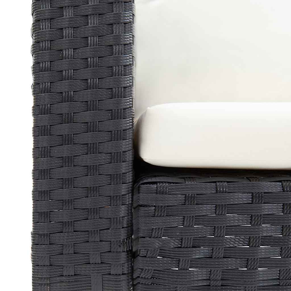 vidaXL Καναπές Κήπου Τριθέσιος Μαύρος από Συνθετικό Ρατάν με Μαξιλάρια