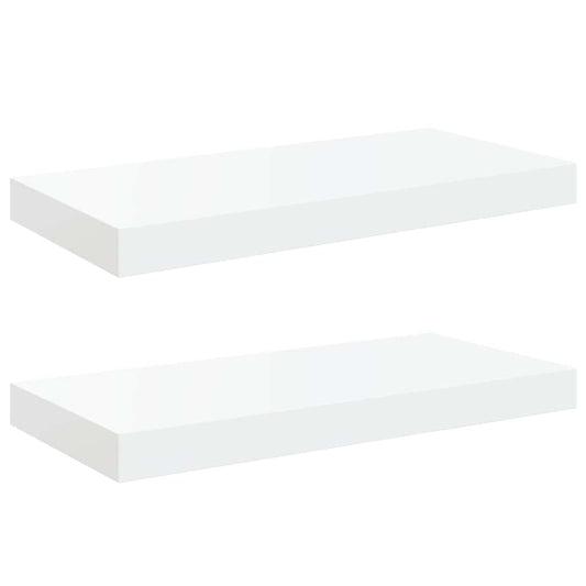 vidaXL Ράφια Τοίχου Γυαλιστερά Άσπρα 2 Τεμάχια 50x23,5x3,8 εκ. MDF