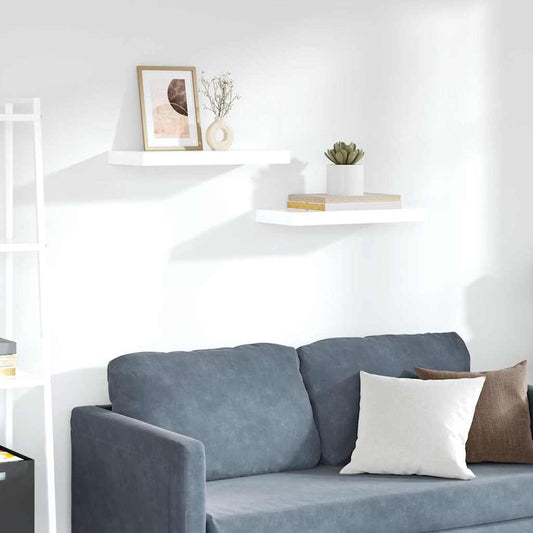 vidaXL Ράφια Τοίχου Γυαλιστερά Άσπρα 2 Τεμάχια 50x23,5x3,8 εκ. MDF