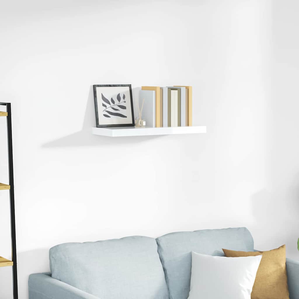 vidaXL Ράφι Τοίχου Γυαλιστερό Άσπρο 60x23,5x3,8 εκ. MDF