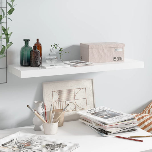 vidaXL Ράφι Τοίχου Γυαλιστερό Άσπρο 80x23,5x3,8 εκ. MDF