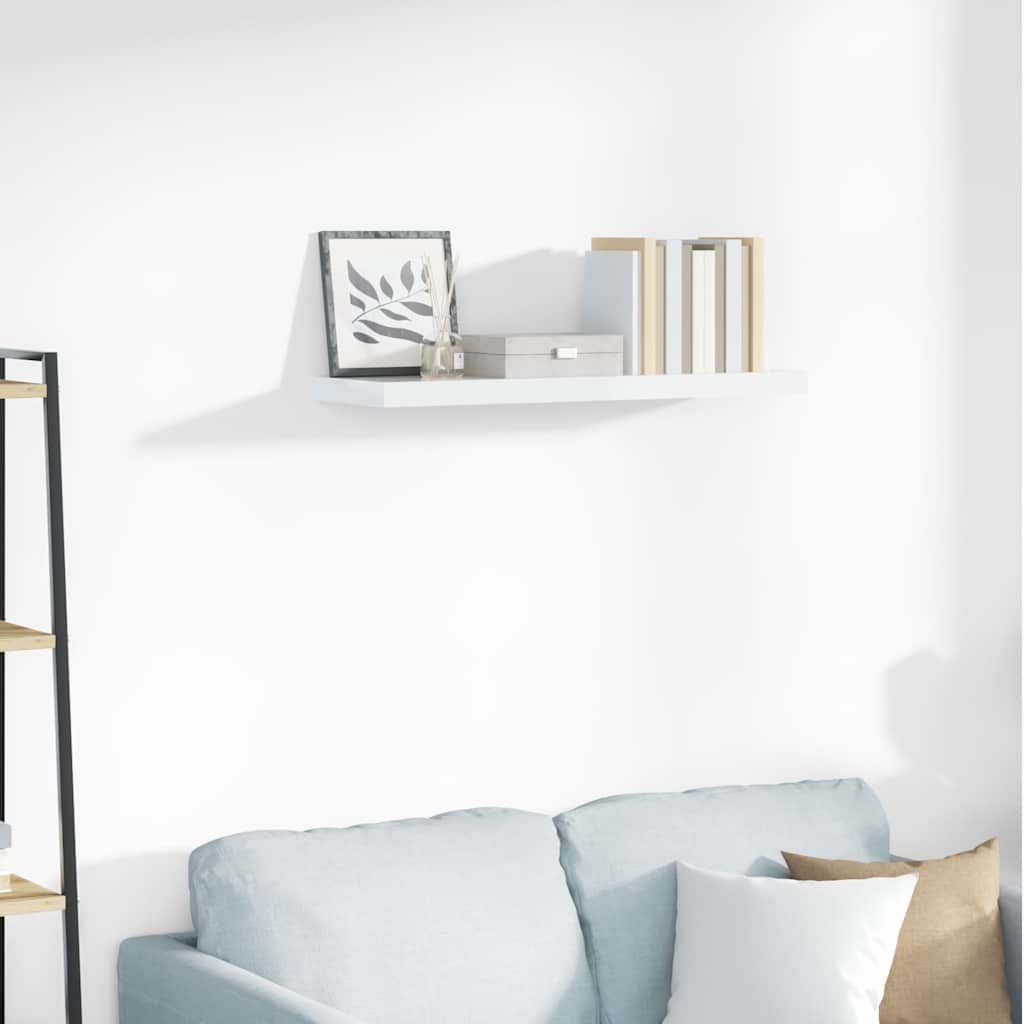 vidaXL Ράφι Τοίχου Γυαλιστερό Άσπρο 80x23,5x3,8 εκ. MDF