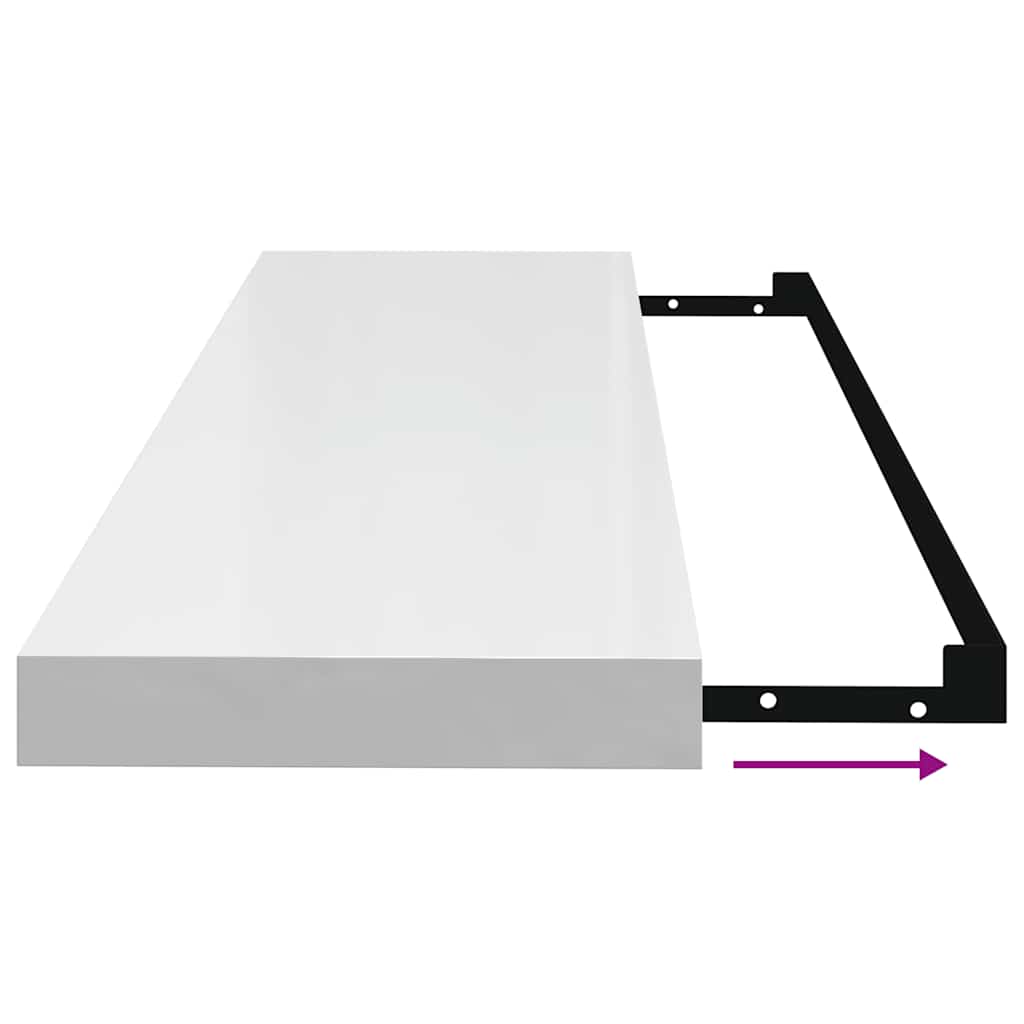 vidaXL Ράφια Τοίχου Γυαλιστερά Άσπρα 2 Τεμάχια 90x23,5x3,8 εκ. MDF