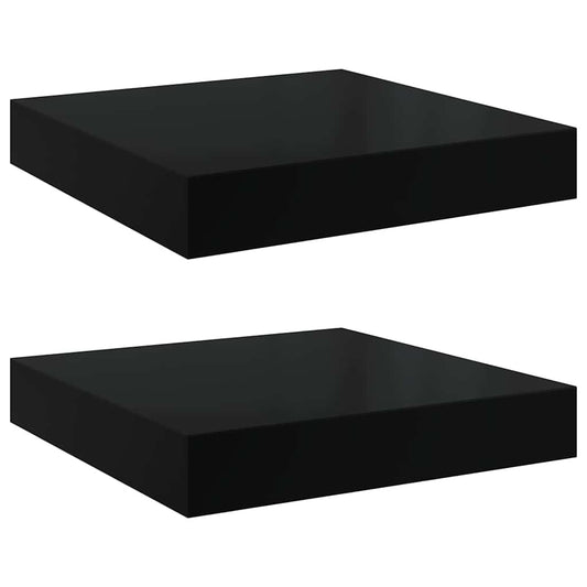 vidaXL Ράφια Τοίχου Γυαλιστερά Μαύρα 2 Τεμάχια 23x23,5x3,8 εκ. MDF