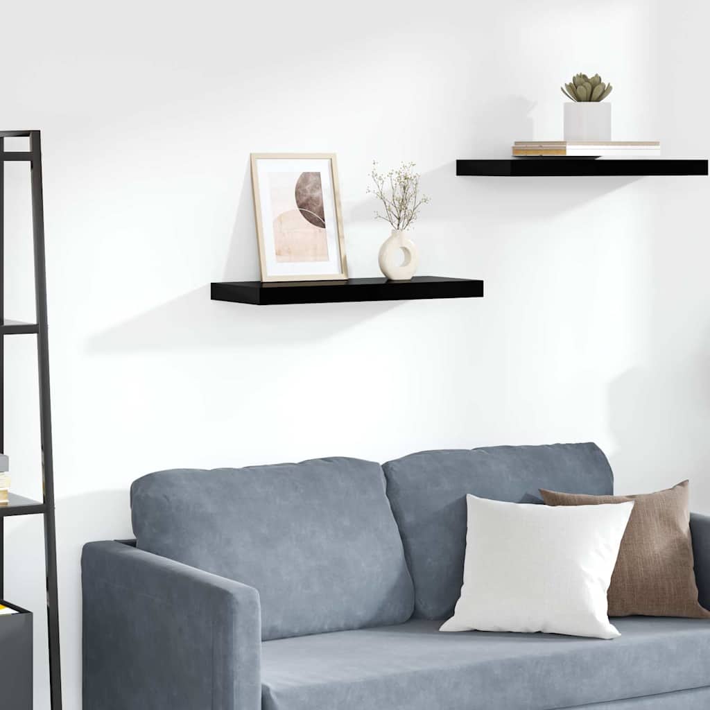 vidaXL Ράφι Τοίχου Γυαλιστερό Μαύρο 60 x 23,5 x 3,8 εκ. MDF