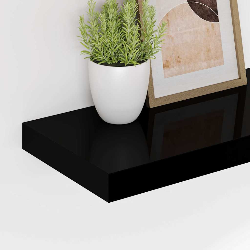 vidaXL Ράφι Τοίχου Γυαλιστερό Μαύρο 90 x 23,5 x 3,8 εκ. MDF