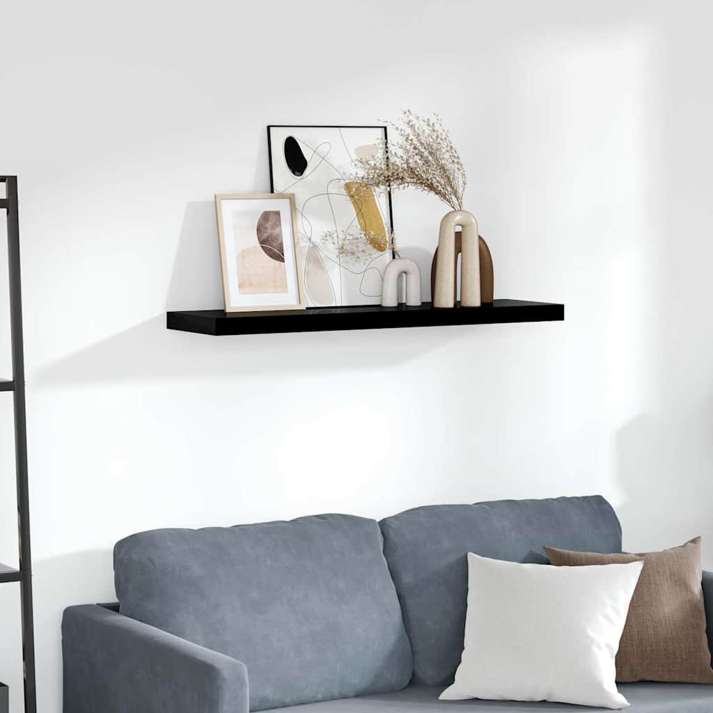 vidaXL Ράφι Τοίχου Γυαλιστερό Μαύρο 90 x 23,5 x 3,8 εκ. MDF