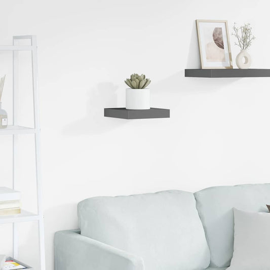 vidaXL Ράφι Τοίχου Γυαλιστερό Γκρι 23x23,5x3,8 εκ. MDF