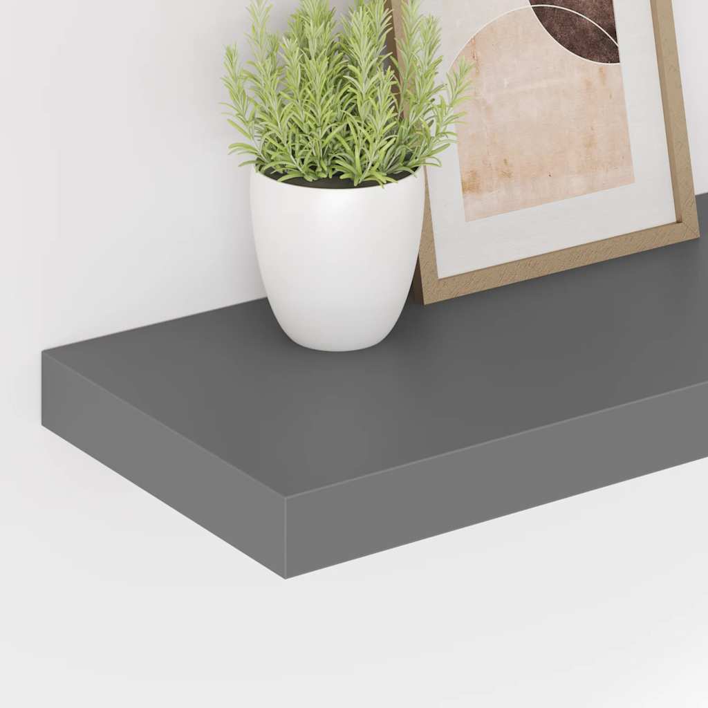 vidaXL Ράφι Τοίχου Γυαλιστερό Γκρι 50x23,5x3,8 εκ. MDF