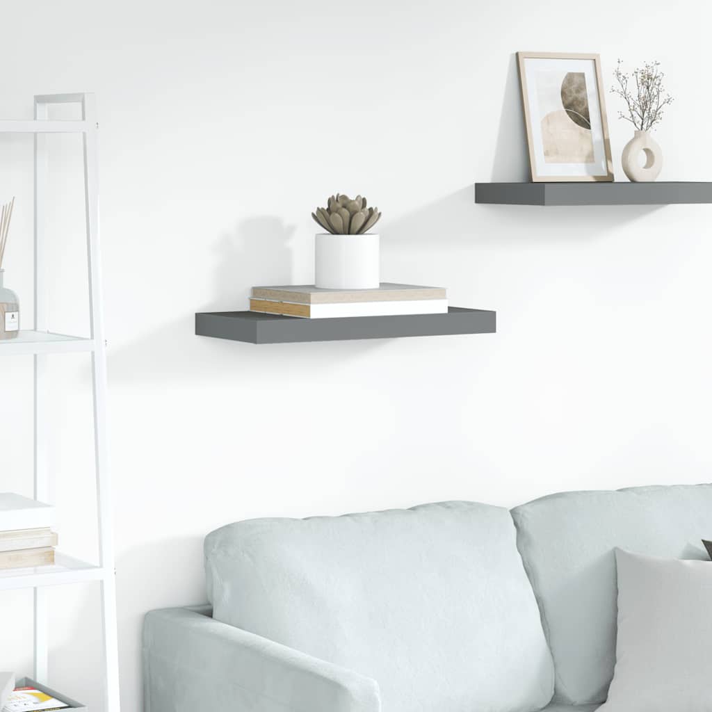 vidaXL Ράφι Τοίχου Γυαλιστερό Γκρι 50x23,5x3,8 εκ. MDF