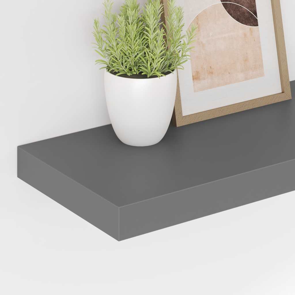 vidaXL Ράφια Τοίχου Γυαλιστερά Γκρι 4 Τεμάχια 50x23,5x3,8 εκ. MDF