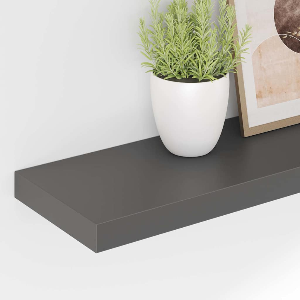 vidaXL Ράφια Τοίχου Γυαλιστερά Γκρι 4 Τεμάχια 90 x 23,5 x 3,8 εκ. MDF