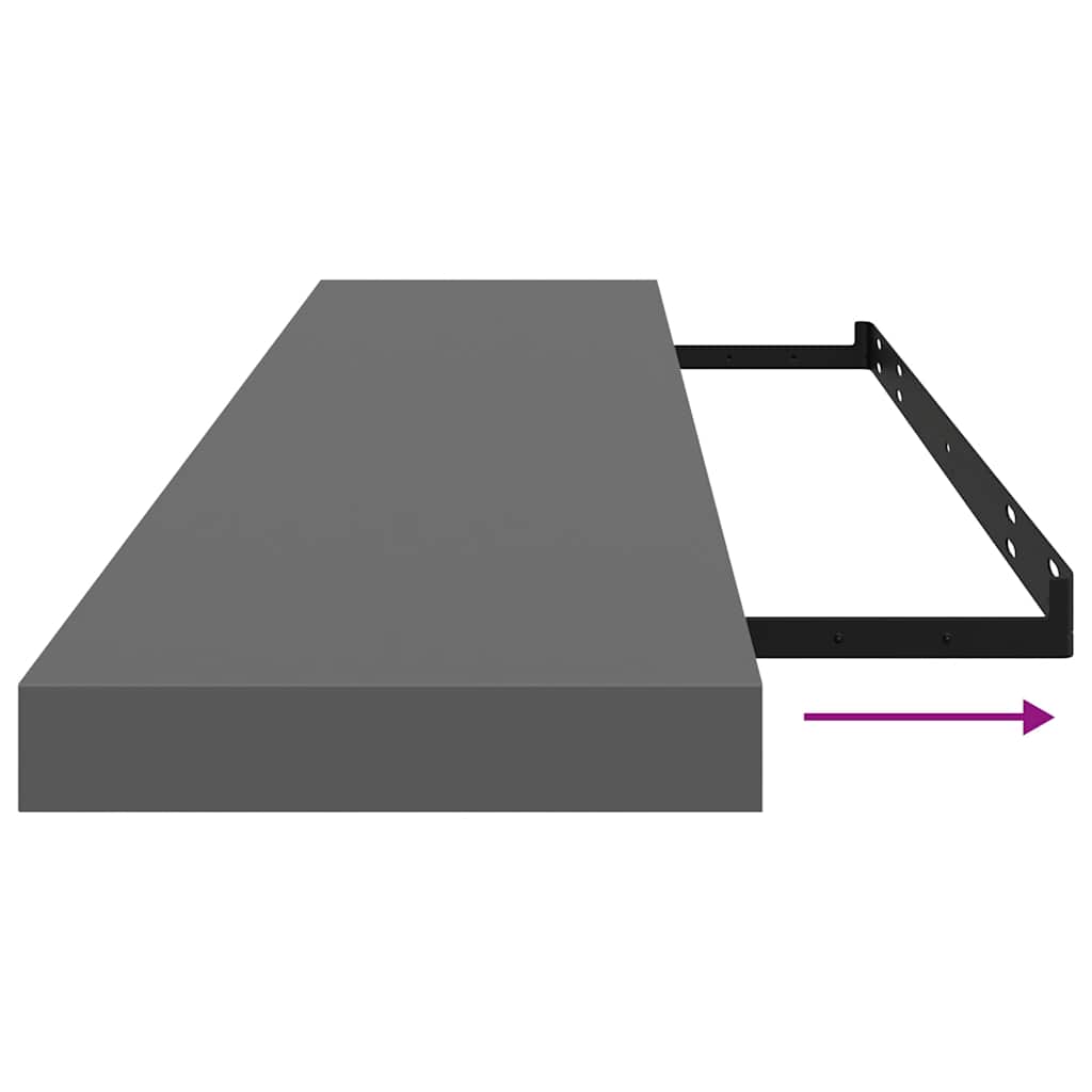 vidaXL Ράφι Τοίχου Γυαλιστερό Γκρι 120x23,5x3,8 εκ. MDF