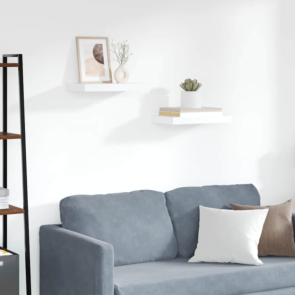 vidaXL Ράφια Τοίχου 2 τεμ. Άσπρα 40x23,5x3,8 εκ. MDF